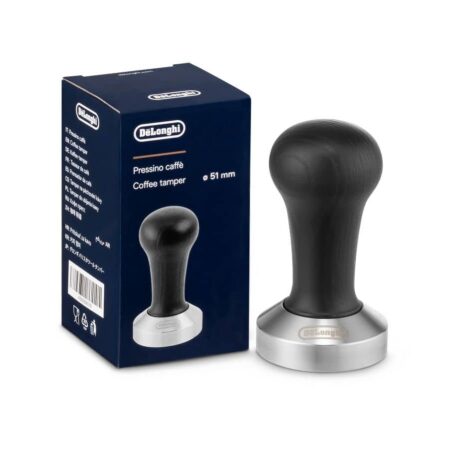 Kalibrované pěchovadlo na kávu Delonghi s ergonomickou dřevěnou rukojetí