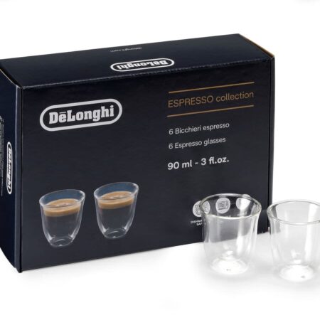 Sklenice na espresso De'Longhi Kolekce cappuccino 90 ml – sada 6 ks s dvojitou stěnou